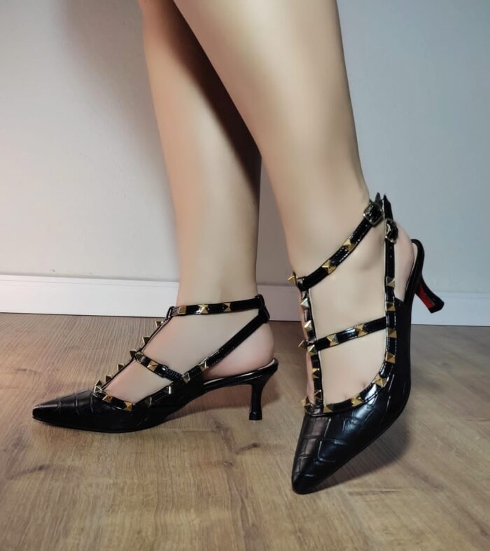 Scarpin Spark Croco Metal Preto - Imagem 2