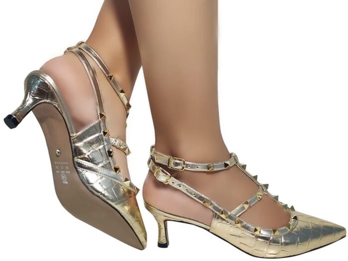 Scarpin Spark Croco Metal Ouro