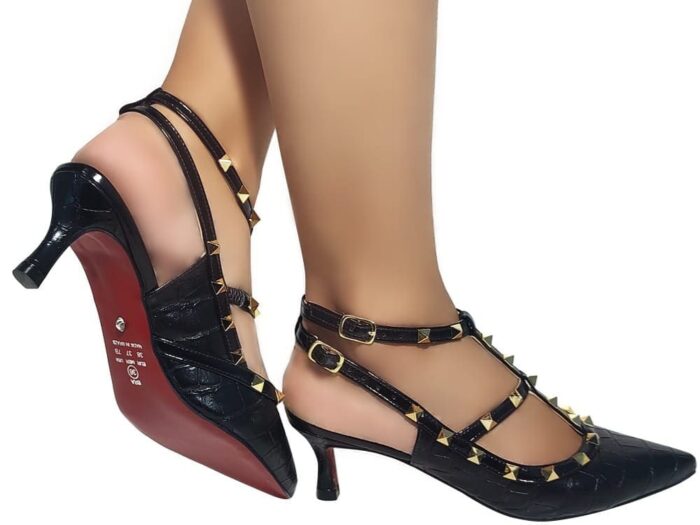Scarpin Spark Croco Metal Preto