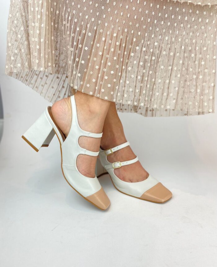 Scarpin Mary Jane white/nude