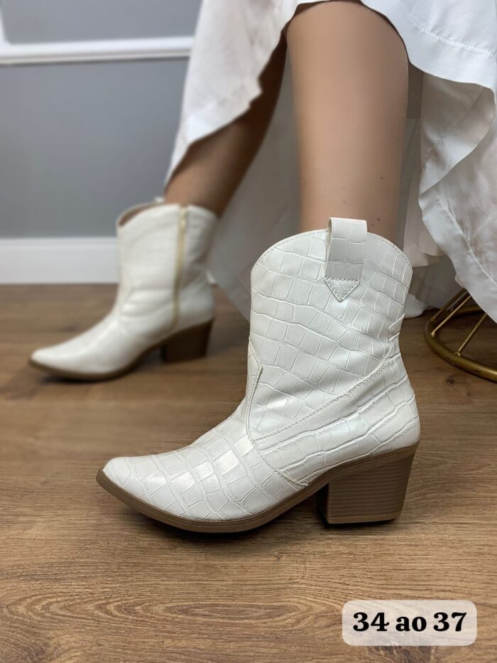 Bota Texana Croco Off white